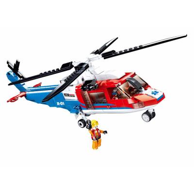 China Toy Sluban Building Blocks M38-B0886 Sea Rescue Helicopter 402PCS Flat Model Bricks Construction Kit for Kids for sale