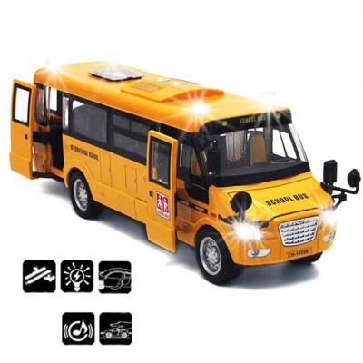 China Pull Back Kids Toy Diecast School Bus Educational Alloy Car Toys Pull Back Cars American School Bus USA Buses With Light And Music for sale