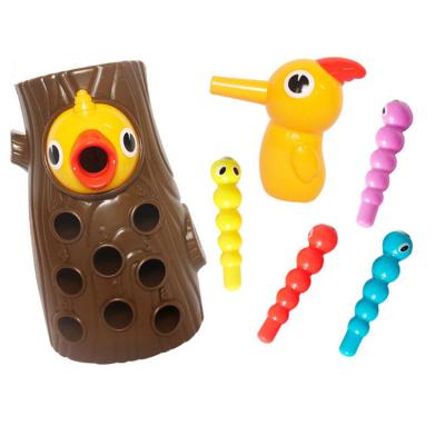 China For Kids Educational Woodpecker Hook Worms Magnetic Bird Insect Game Catching Toy For Children for sale