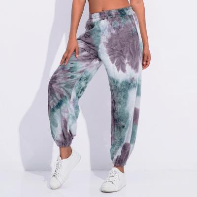 China Wholesale Custom Breathable Tie Dye High Quality Ladies Casual Yoga Pants Women Ankle Banded Workout Wear Pants for sale