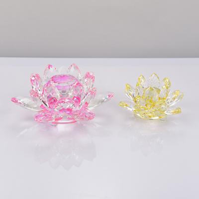 China Europe Good Sale Fine Workmanship Beautiful Crystal Lotus Flower Colorful Crystals Crafts for sale