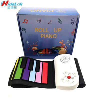 China Factory direct 49 key multifunctional hand-colored rolled piano rainbow silicone keyboard kids piano silicone keyboard for sale