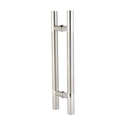 China Modern High Quality H-Shape Tube 304 Stainless Steel Circular Glass Door Pull Handle for sale