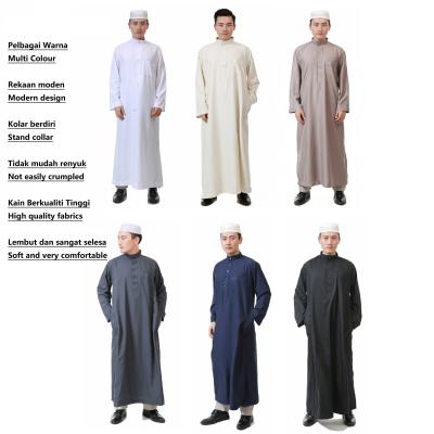 China Islamic Men Long Coat Hot Selling Mens Jubah Plain Clothing Mens Muslim Premium Long Robe Long Sleeve JZ-210319A for sale