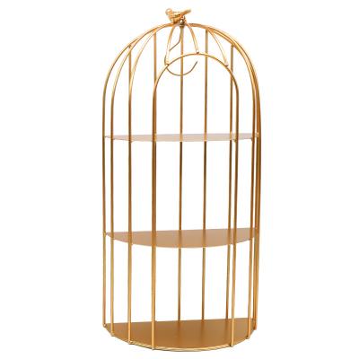 China Large Metal Dessert Birdcage 3 Tier Stand Hotel Cafe Wedding Stand / Banquet Storage Cake Storage Stand Decorations for sale