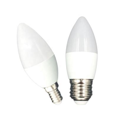 China Desktop high lumen high life time led candle light bulbs lamps 6w c35 plastic aluminum candle bulb C37 for sale