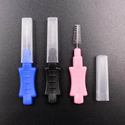 China Food grade material inter dental brush colorful handle individual packing inter toothbrush for sale