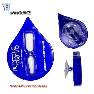 China Hour Plastic Sand Teardrop Shape Shower Glass Timer for sale