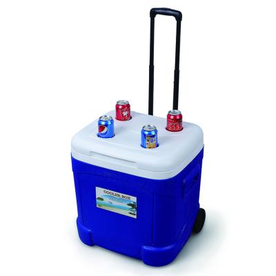 China 55L Plastic Cool Box Cooler Box Sustainable With Wheels Use For Boxes for sale