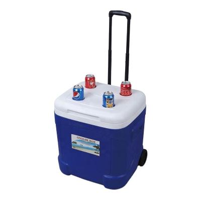 China Large Two Wheel Portable Plastic Outdoor 55L Ice Cooler Insulated Box for sale