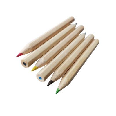 China Office 6 Colors 3.5 Inch Half Mini Colored Natural Wooden Pencils In Paper Color Box Packing for sale