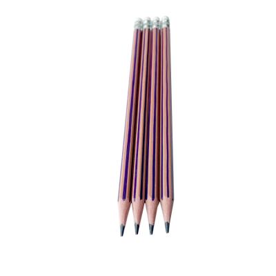 China Office factory direct sales design stripe new 7.5 inch HB plastic pencil with eraser for sale