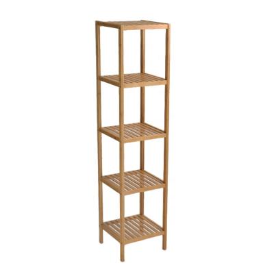 China Adjustable Single Bathroom Shelf Bamboo Floor Multi-Tier Storage (Other) Rack for sale