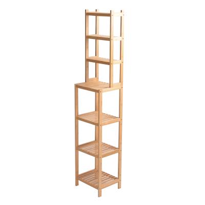 China (Other) Living Room Bathroom Shelf Storage Adjustable Bamboo Single Tiered Rack for sale