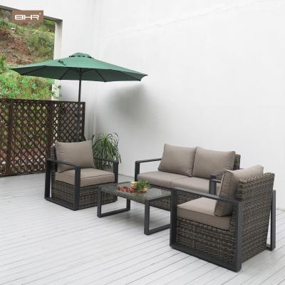 China Foldable Outdoor Wicker Chair Set Courtyard Garden Leisure Iron Table Furniture And Patio Rattan Wicker Sets for sale