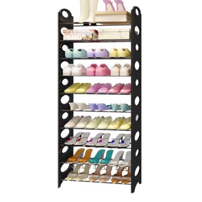 China (Size) Hot Selling Adjustable 50 Pairs Folding Free Standinge Plastic Shoe Rack With 8 Tier Space Saving Storage Organizer for sale