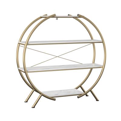 China (Other)Adjustable Industrial Round Shelf Made in Marble and Iron Vintage Round Shelf Living Room Cabinets for sale