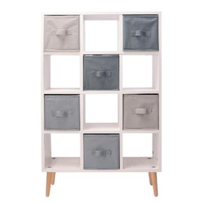 China Modern Lattice Modern Freestanding Cabinet Combination MDF Library Floor Shelf Wood Design for sale