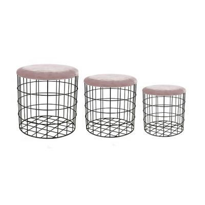 China (Other) adjustable iron around a set of three creative grid salon storage shoes changing stools for sale