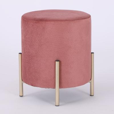 China Chrome Adjustable Simple Design Ottoman (Other) Public Leg Round Form Velvet Home Furniture Living Room Furniture Home Stool and Ottoman for sale