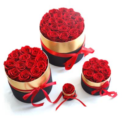 China Natural Fresh Rose With Stem Natural 12pcs 5-6cm Gift A Real Bucket Rose Preserved Long Lasting Box Flower Eternal Grade Preserved Forever Roses for sale