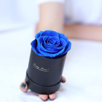 China Natural Fresh Stem Rose 1pcs 6-7cm Preserved Roses Real Rose Handmade Long Duration Rose in Round Box for sale