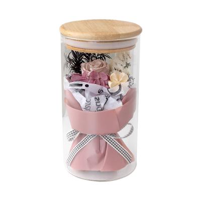 China Natural Fresh Rose With Stem Natural Hina Flower Handmade Eternal Preserved Roses In Glass Dome Gift Box Wholesale Flower Bouquet for sale