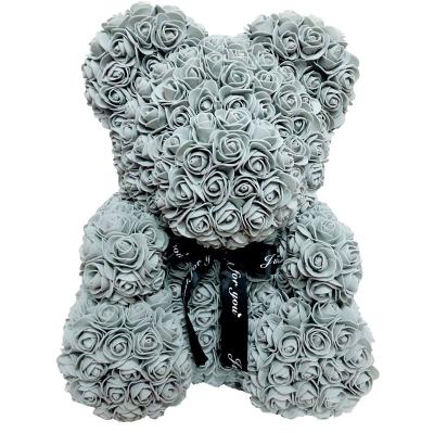 China PE Foam Rose Artificial Flowers PE Rose Bear Flower 40cm Bear For Women Valentines Wedding Christmas Gift Box Home Decor for sale