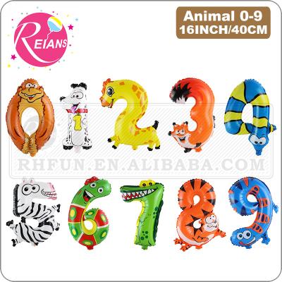 China Promotional Toy Animal Number Foil Balloons Kids Number Classic Toy Balloon Birthday Wedding Decoration Baby Shower Number Helium Balloons for sale