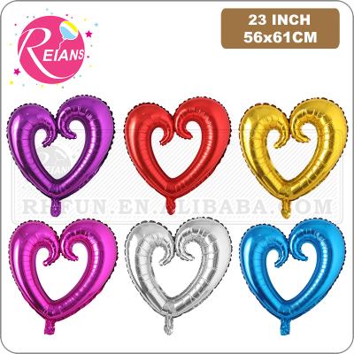 China Promotional Toy Big Hollow Heart Shape Foil Balloons Wedding Decoration Helium Balloon Valentine's Day Gold Heart Party Supplies Balloons for sale