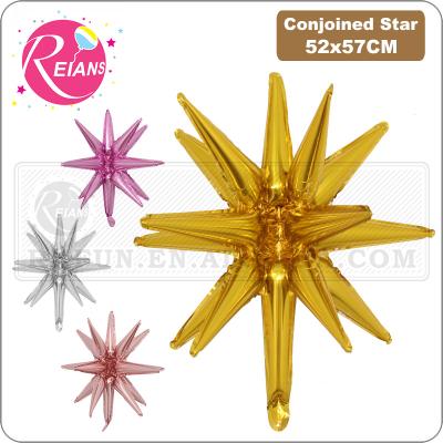 China Promotional Toy 21 INCH 4D Explosion Star Balloons Birthday Party Opening Ceremony Wedding Decor Water Drop Cone Foil Balloon Party Supplies for sale