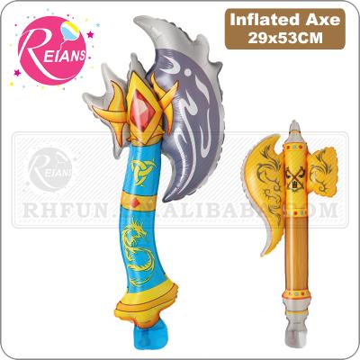 China Promotional Cartoon Toy Foil Balloons Weapon Ax Birthday Party Decorations Suppliers Hand Held Flapper Stick Kids Toys Inflatable Balloon Toy for sale