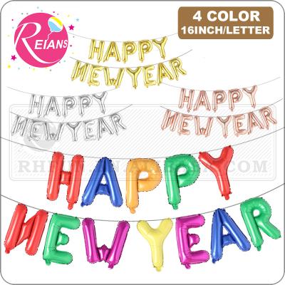 China Promotional Toy 16inch Happy New Year Letter 2020 Foil Balloon Banner Christmas Happy New Year Party Decoration Celebration Supplies Globos for sale