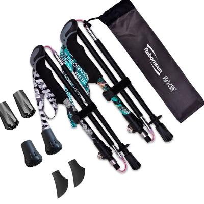 China EVA Rebornsun 3 Sections 60% Carbon Fiber EVA Handle Canes Foldable Carbon Trekking Poles for sale