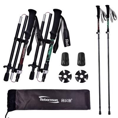 China Ultralight EVA to Rise 5 Section Pole Folding Adjustable Carbon Fiber Trekking Nordic Riser Poles for sale