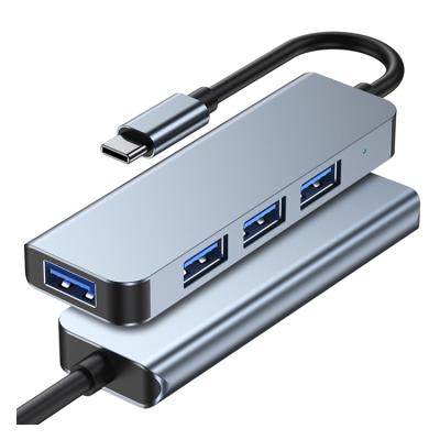 China Aluminum + Hot Selling Type C HUB ABS Shenzhen Daqu High Speed ​​USB 3.0*1 USB 2.0*3 4 Ports 4 in 1 USB C HUB Adapter For Set Top Box PC Laptop for sale