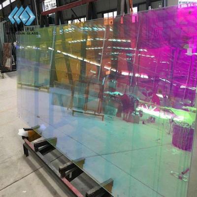 China Modern Tempered Curved Laminated Decorative Rainbow Glass for sale