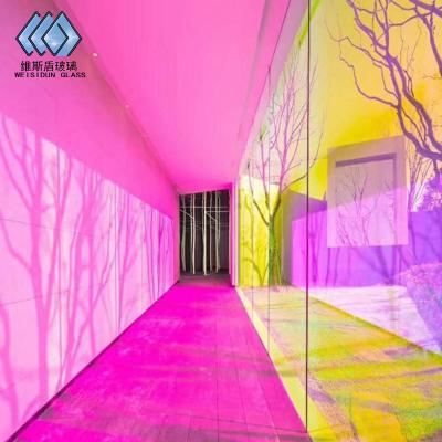 China Modern colorful holographic stained glass personalization in office partition glass for sale