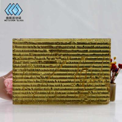 China Modern Decorative Gold Leaf Textured Glass Laminated Glass for sale