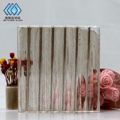 China Modern Shiny Gold Fabric Mesh Corrugated Laminated Glass for sale