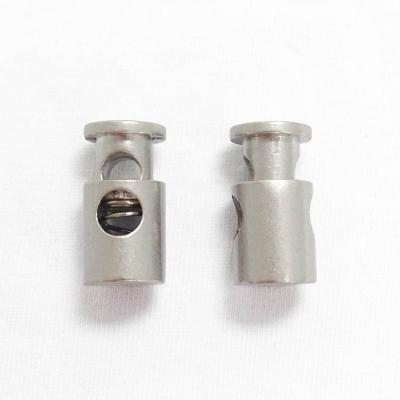 China Custom Zinc Alloy Nickel Free Elastic Cord Lock Spring Plating Metal Rope Stopper for sale