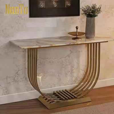 China OEM design luxury marble top console table/living room decorative console table for sale