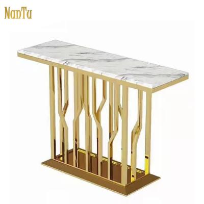 China Nordic Modern Stainless Steel Living Room Entryway Table Gold Luxury Entryway OEM Console Table for sale