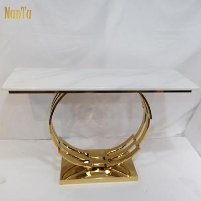 China OEM Design Five Star Luxury Hotel Italian Hallway Table Modern Gold Console Table for sale