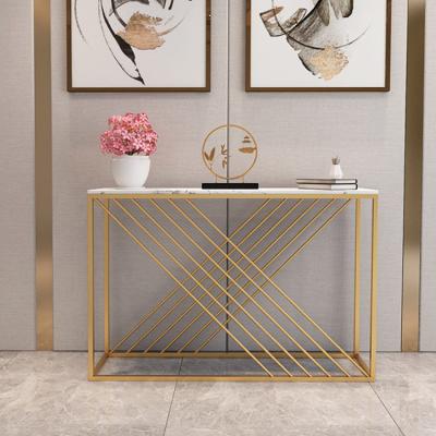 China Metal Living Room Passage Decoration Corridor Hallway Table Artificial Stone Console Table for sale