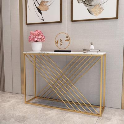 China European Metal Shelf Wrought Iron Console Table Metal Style Divider Artificial Marble Console Table for sale