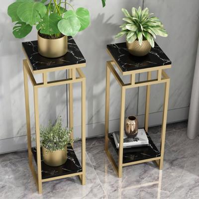 China Nordic modern luxury creative living room decoration metal green plant light frame flower pot potted flower stand for sale