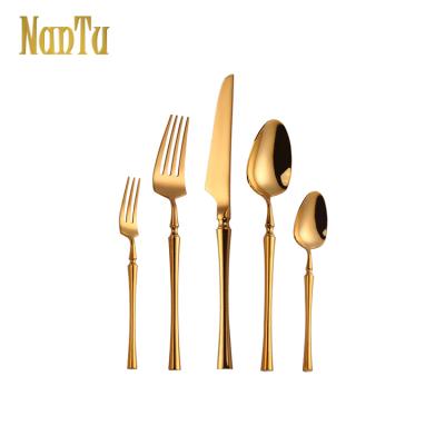 China Sustainable Luxury Metal Flatware Reusable Cutlery Set Stainless Steel Gold Flatware OEM ODM for sale