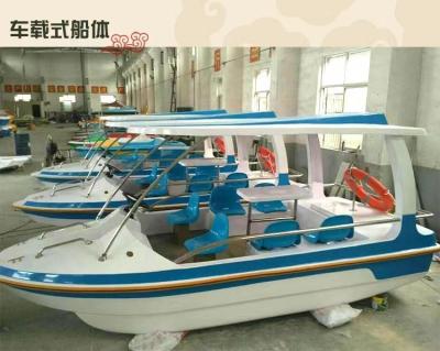 China New Self-draining FRB Pedal Boat Cruise Park Boat Electric Leisure FRP Cruise Guided Boat 4-5 for sale