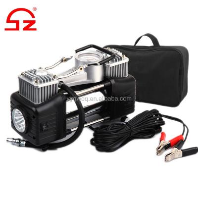 China Portable Vehicles Dual Cylinder Car 12v Air Compressor With Digital Gauge/Normal Tire Gauge for sale